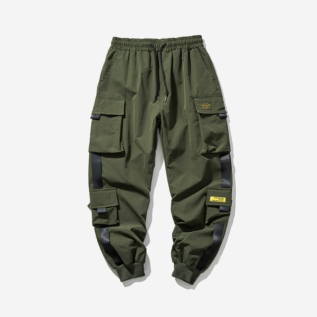 Sixsr New Hip Hop Joggers Cargo Pants Men Harem Pants Multi-Pocket Ribbons Man Sweatpants Streetwear Casual Mens Pants S-5XL