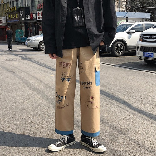 Straight Denim Jeans Men Graphic Printed Jeans 2024 Streetwear Jeans Man Wildleg Pants Hip Hop Korean Harajuku Fashion Pants