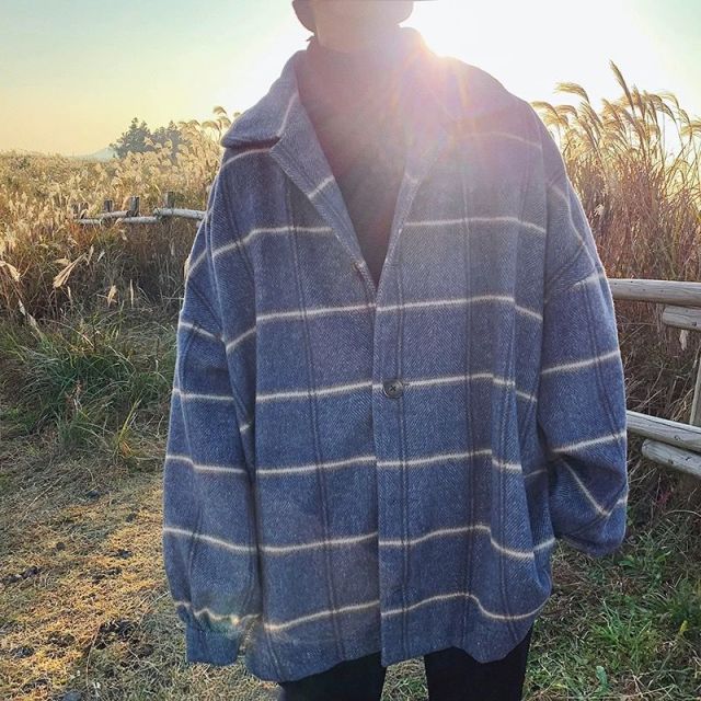 Sixsr New Fashion Men Plaid Shirt Casual Loose Wool Jacket Coat Men Long Sleeve Shirt Mens Clothing Streetwear