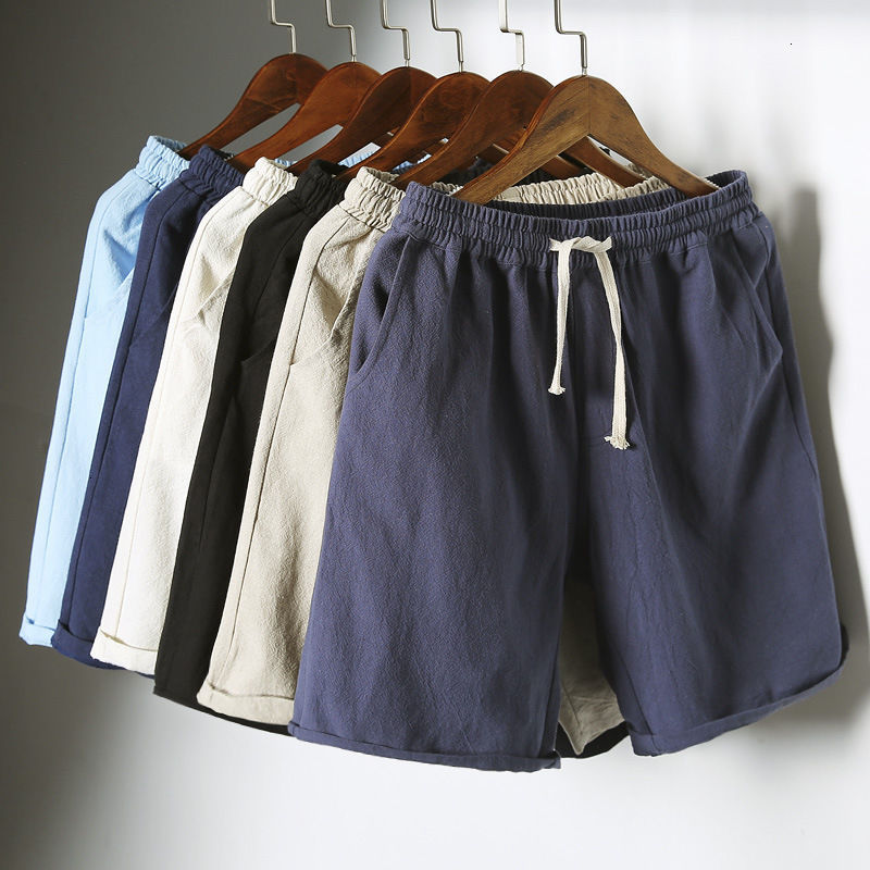 MrGB Cotton Line Shorts Men 2024 Summer Beach Casual Shorts Baggy Basic Pockets Shorts Men's Clothing