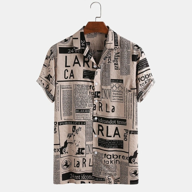 New Men's Shirt Fashion Casual 2024 European American Short Sleeve Lapel Camisas Para Hombre
