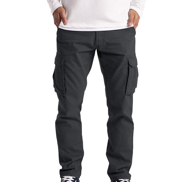 Male Casual Pants Jeans Men's Cargo Trousers Work Wear Combat Safety Cargo 6 Pocket Full Pants hombr joggers masculino jeans#go