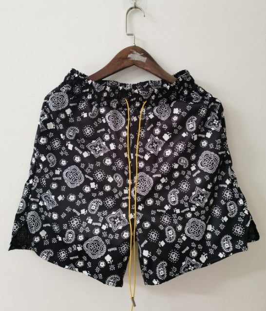 Rhude Shorts Men Women Big Letter Logo Rhude Shorts 2024 Summer Casual Oversize Breechcloth Yellow drawstring Pill Zipper Head
