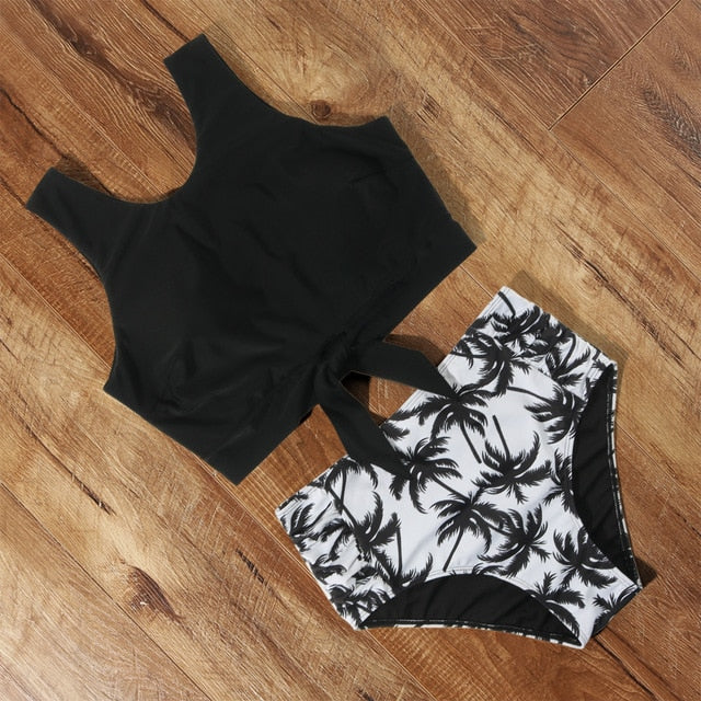 sixsr High Waist Bikini Leopard Swimsuit Women Bikini Floral Swimsuit Print High Neck Bikini Push Up Swimwear Snake Bathing Suit