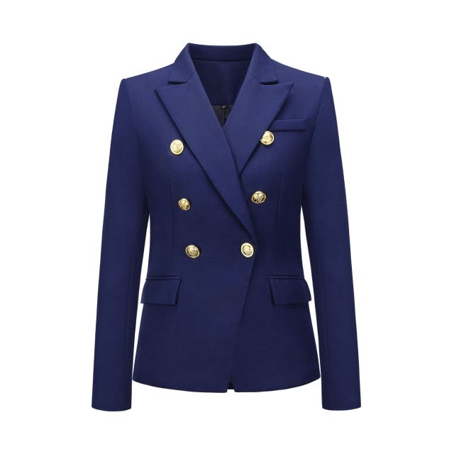 Sixsr Winter Women Blazer Double Breasted Blazer Coat Fashion Slim long Sleeve Elegant Suit Jacket Office Women Blazer