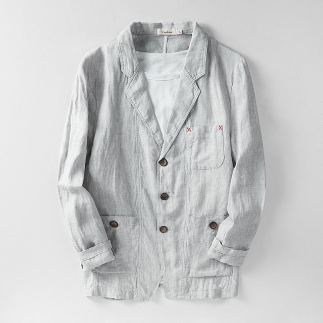New Arrival Spring Mens Blazer Linen 100% Suit Dress Jacket High Qualtiy Fashion Luxury Men Size M L XL XXL XXXL