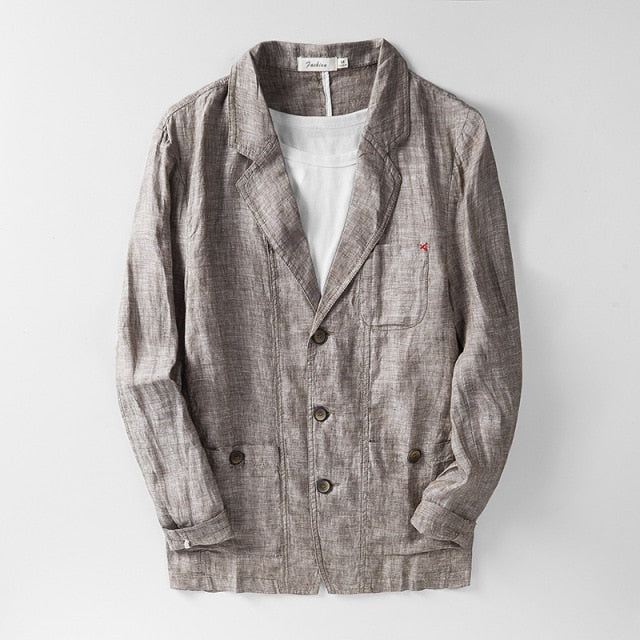 New Arrival Spring Mens Blazer Linen 100% Suit Dress Jacket High Qualtiy Fashion Luxury Men Size M L XL XXL XXXL