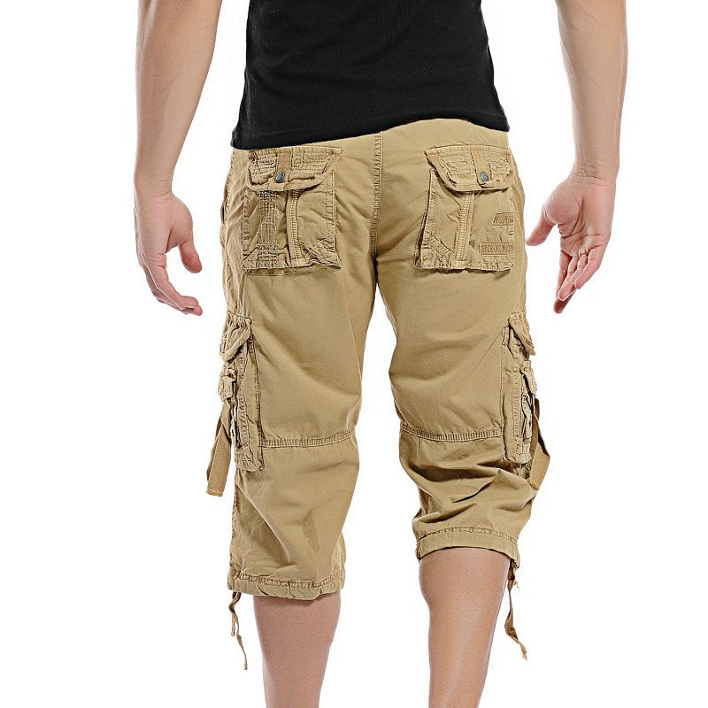 Casual Shorts Men Summer Camouflage Cotton Cargo Shorts Men Camo Short Pants Homme Without Belt Calf-Length Pants