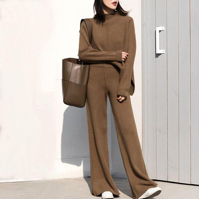Sixsr Yedinas Two Piece Set Top And Pants Winter Korean Womens Tracksuit Set Knitted Casual 2 Piece Sets Clothes Womens Outfits