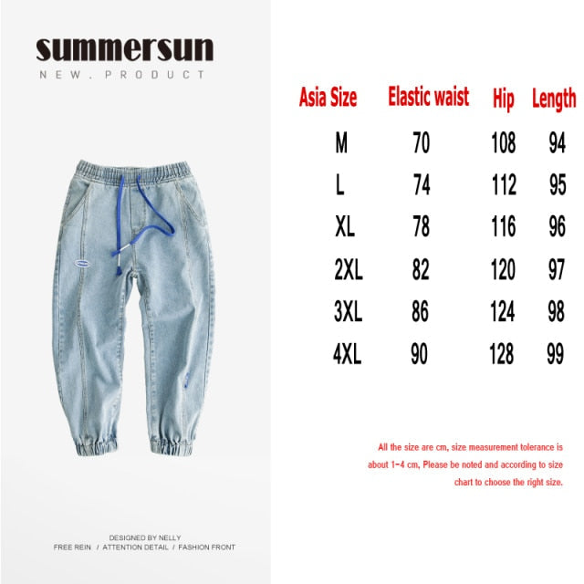 Fashion Print Blue Jeans Pants for Mens Japanese Harajuku Streetwear Teens Plus Size Denim Clothes Boyfriend Baggy Jean Trousers