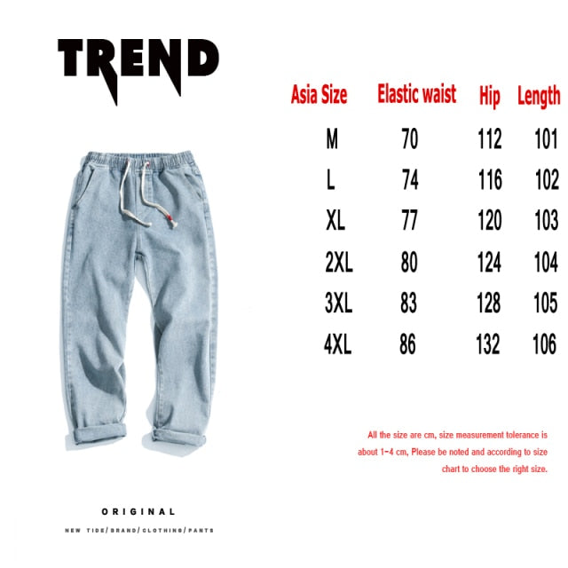 Fashion Print Blue Jeans Pants for Mens Japanese Harajuku Streetwear Teens Plus Size Denim Clothes Boyfriend Baggy Jean Trousers