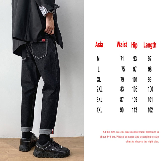 Fashion Print Blue Jeans Pants for Mens Japanese Harajuku Streetwear Teens Plus Size Denim Clothes Boyfriend Baggy Jean Trousers