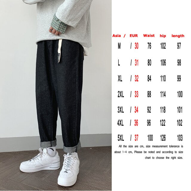 Fashion Print Blue Jeans Pants for Mens Japanese Harajuku Streetwear Teens Plus Size Denim Clothes Boyfriend Baggy Jean Trousers