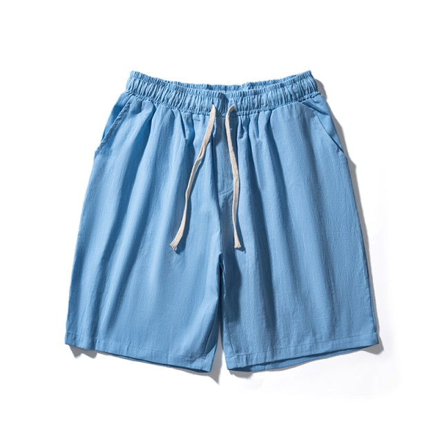 MrGB Cotton Line Shorts Men 2024 Summer Beach Casual Shorts Baggy Basic Pockets Shorts Men's Clothing