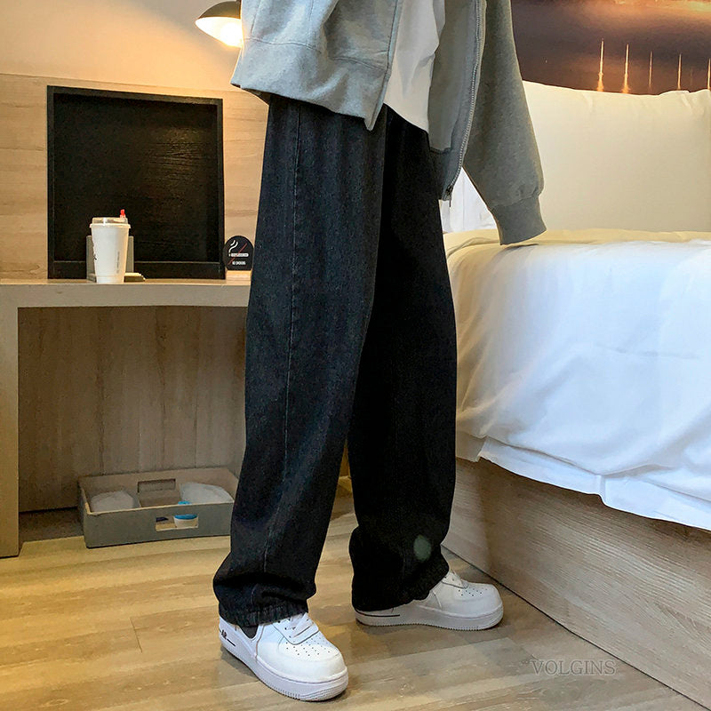 Men's Fashion Loose Jeans Straight 2024 Autumn New Woman Casual Jeans Mans Streetwear Korean Black Hip Hop Jeans Trouser