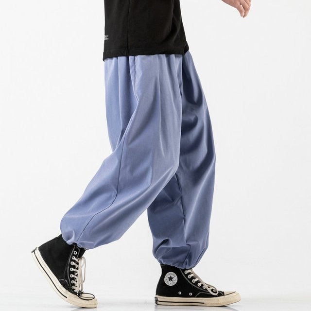 New Design Drawstring Harem Pants Men Baggy Jogging Pants Japanese Style Male Crotch Wide Leg Pants Casual Loose Trousers