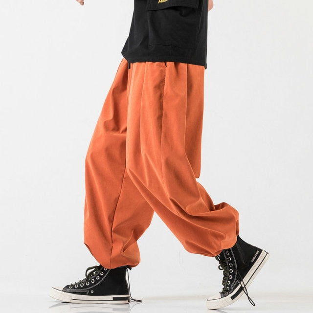 New Design Drawstring Harem Pants Men Baggy Jogging Pants Japanese Style Male Crotch Wide Leg Pants Casual Loose Trousers