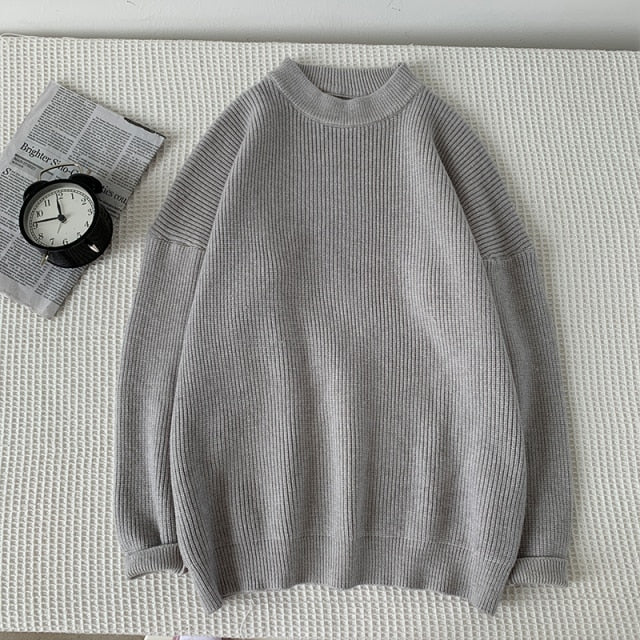 Mens Solid Harajuku Warm Knitted Sweaters Pullover 2024 Men Vintage 15 Colors Winter Sweater Male Japanese Wool Sweater