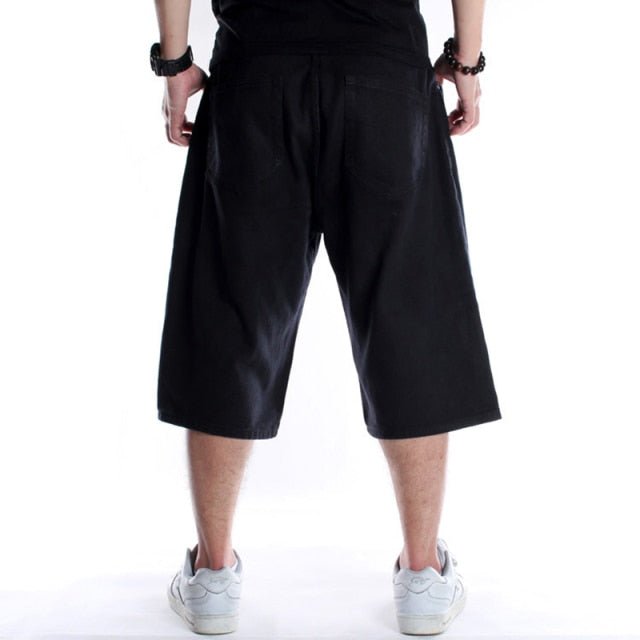 Summer Baggy Short Jeans For Man Light Blue Denim Shorts Fashion Hip-Hop Wide Leg Loose Male Trousers Plus Size 30-46