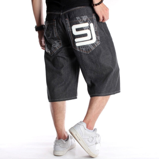 Summer Baggy Short Jeans For Man Light Blue Denim Shorts Fashion Hip-Hop Wide Leg Loose Male Trousers Plus Size 30-46