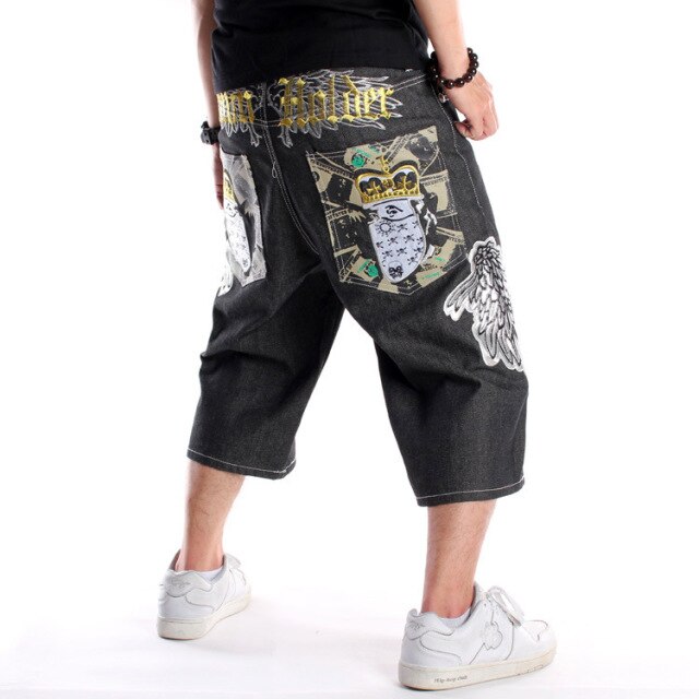 Summer Baggy Short Jeans For Man Light Blue Denim Shorts Fashion Hip-Hop Wide Leg Loose Male Trousers Plus Size 30-46