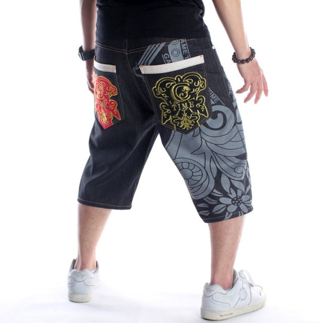 Summer Baggy Short Jeans For Man Light Blue Denim Shorts Fashion Hip-Hop Wide Leg Loose Male Trousers Plus Size 30-46