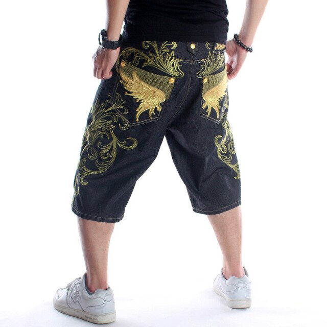 Summer Baggy Short Jeans For Man Light Blue Denim Shorts Fashion Hip-Hop Wide Leg Loose Male Trousers Plus Size 30-46