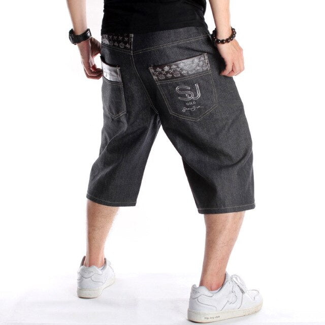 Summer Baggy Short Jeans For Man Light Blue Denim Shorts Fashion Hip-Hop Wide Leg Loose Male Trousers Plus Size 30-46