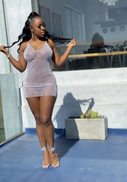 Sixsr Bodycon Dresses for Women Sexy Deep V-Neck Mesh See-Through Dress Women's Summer Sundresses Party Club Dress