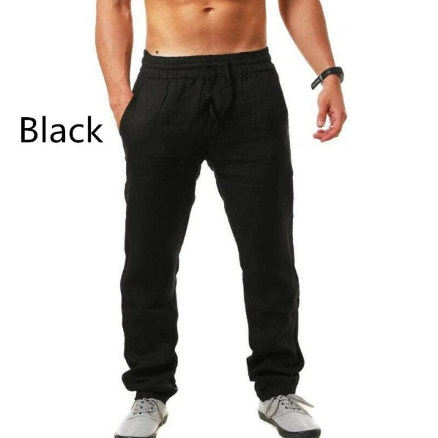 Men Pants Male Cotton Linen Summer quick-dry Breathable Solid Color Linen Trousers Street Casual Comfortable Thin section Male