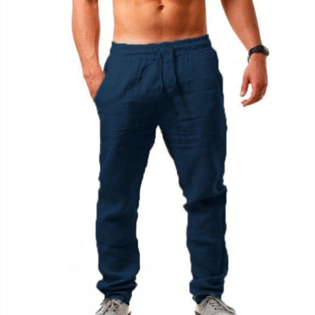 Men Pants Male Cotton Linen Summer quick-dry Breathable Solid Color Linen Trousers Street Casual Comfortable Thin section Male