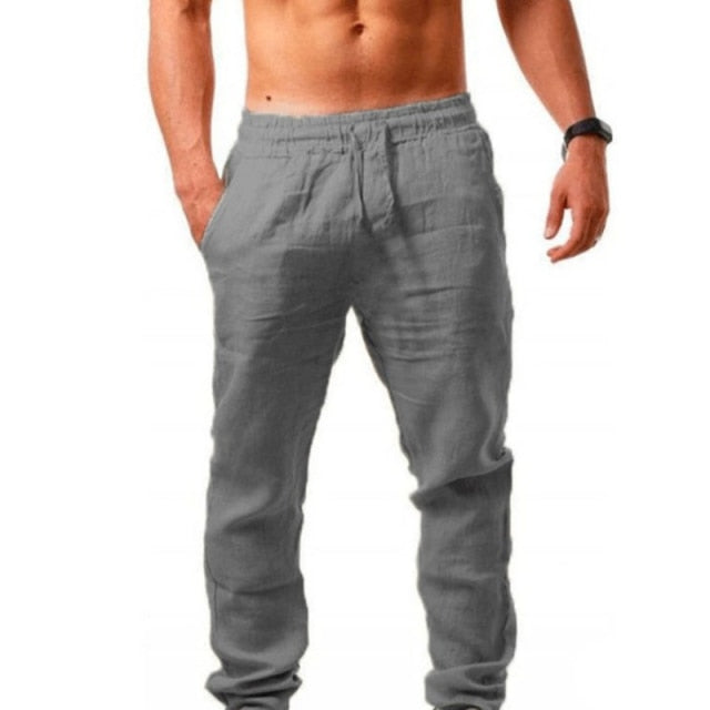 Men Pants Male Cotton Linen Summer quick-dry Breathable Solid Color Linen Trousers Street Casual Comfortable Thin section Male
