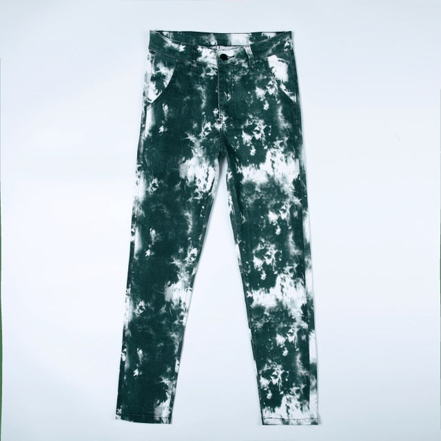 Jeans Men Statue Printed Harajuku Fashion Brand Street Casual Loose khaki Jeans Washing Motorcycle pants