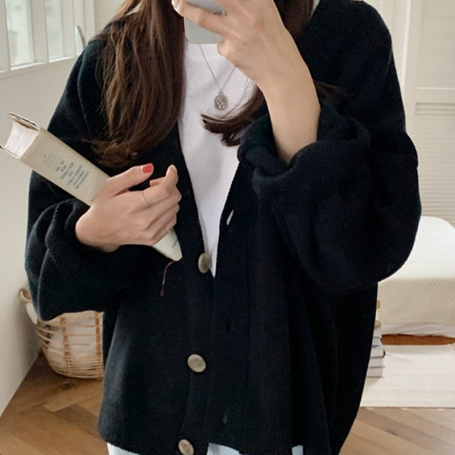 Sixsr Colorfaith New Winter Spring Women's Sweaters V-Neck Buttons Cardigans Oversized Fashionable Korean Lady Knitwears SWC18190