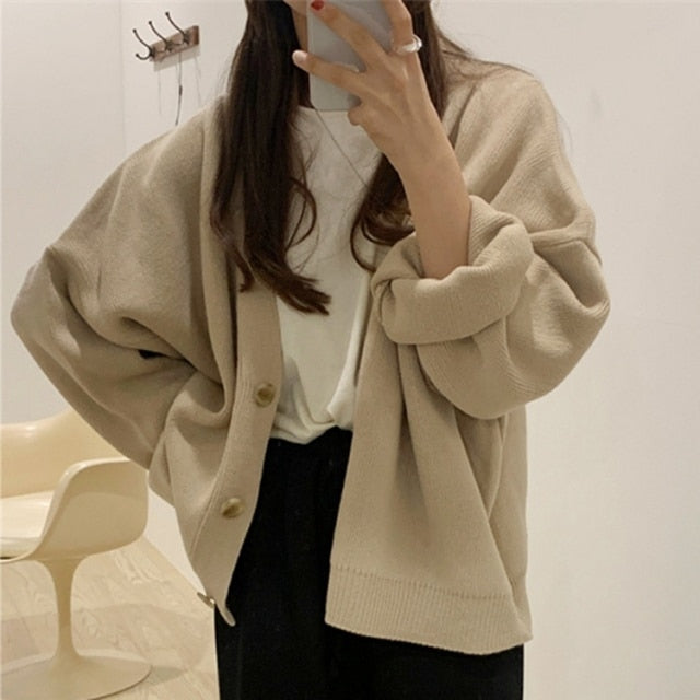 Sixsr Colorfaith New Winter Spring Women's Sweaters V-Neck Buttons Cardigans Oversized Fashionable Korean Lady Knitwears SWC18190