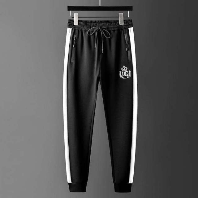 Personalized casual suit men's 2024 autumn new stitching contrast sweater set of clothes