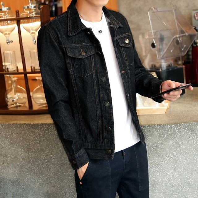 Men Jeans Jackets Light Blue Denim Jackets Coats High Quality Men Cotton Slim Denim Coats New Spring Mens Casual Jean Coats