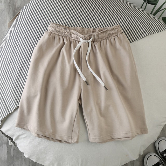 Solid Summer Fashion Casual Men's Sports Shorts Street Wear Fashion Men's Pants Drawstring Breath Board Shorts Male