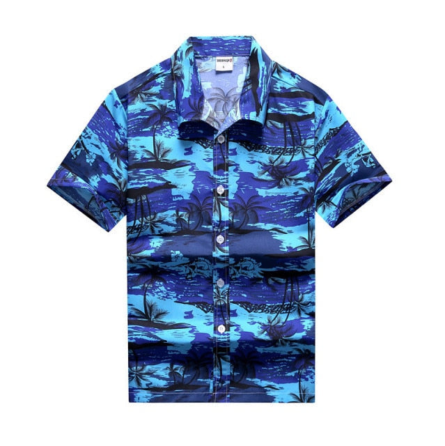 Hawaiian Shirts Surf Short Sleeve Beach Shirt Men Summer Fashion Palm Tree banana Print Tropical camisa masculina Party Holiday