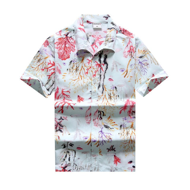 Hawaiian Shirts Surf Short Sleeve Beach Shirt Men Summer Fashion Palm Tree banana Print Tropical camisa masculina Party Holiday