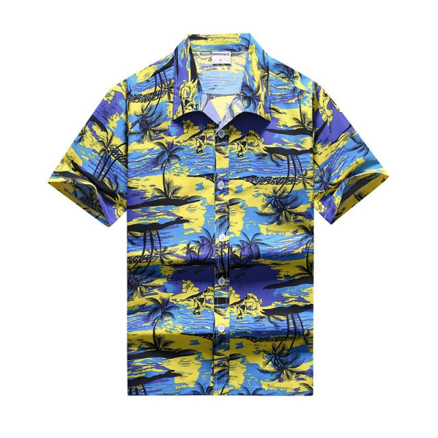 Hawaiian Shirts Surf Short Sleeve Beach Shirt Men Summer Fashion Palm Tree banana Print Tropical camisa masculina Party Holiday
