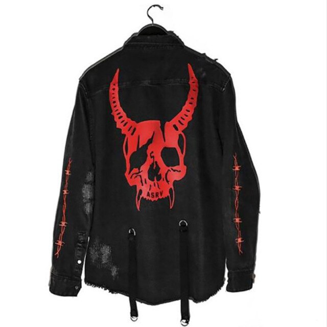 Men's Casual Sportswear Washed Denim Jackets For Boys Spring Autumn Print Athleisure Long Sleeve Fitness Outerwear Tops