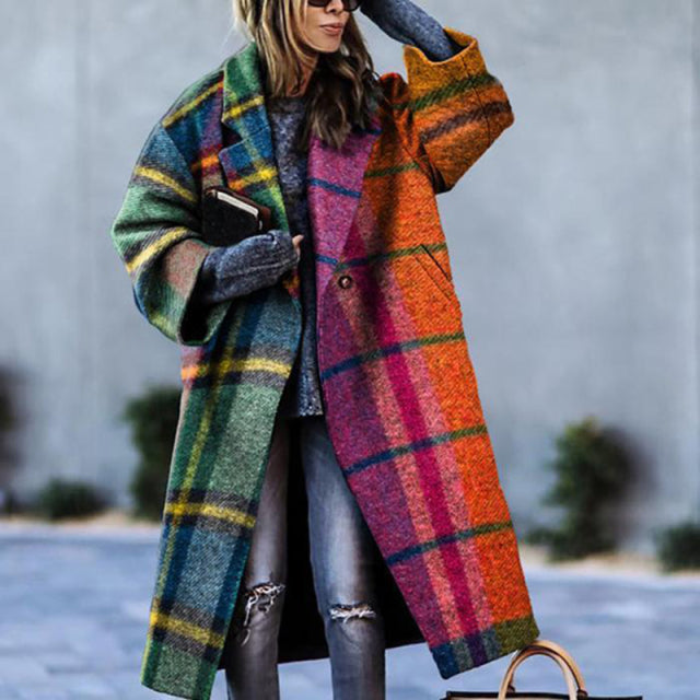 Sixsr Trends Hot Sale Autumn Winter Long Sleeve Pocket Green Outwear Casual Loose Blend Wool Long Overcoat Women Vintage Button Cardigan Tops Jackets