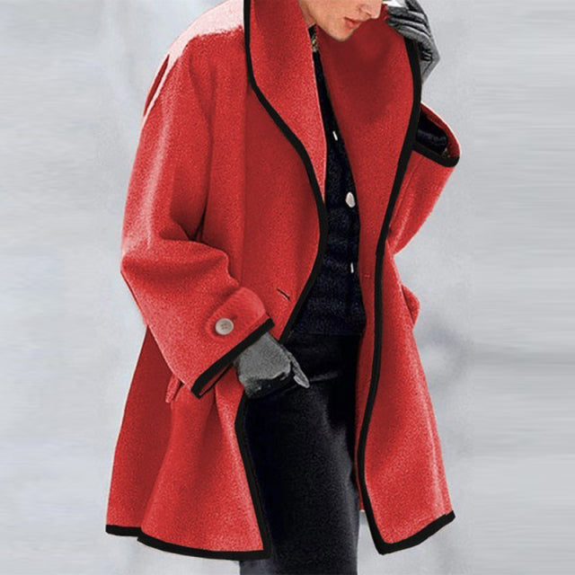 Sixsr Fashion Trends Women Retro Single Button Solid Long Cardigan Jackets Autumn Long Sleeve Pocket Outwear Winter Hooded Blend Wool Coat Tops