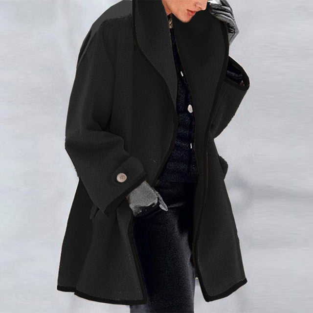 Sixsr Fashion Trends Women Retro Single Button Solid Long Cardigan Jackets Autumn Long Sleeve Pocket Outwear Winter Hooded Blend Wool Coat Tops