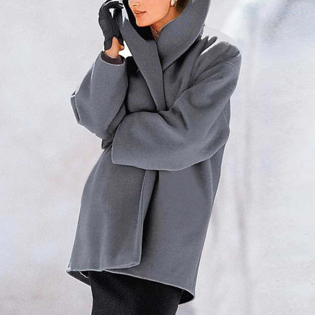 Sixsr Fashion Trends Women Retro Single Button Solid Long Cardigan Jackets Autumn Long Sleeve Pocket Outwear Winter Hooded Blend Wool Coat Tops