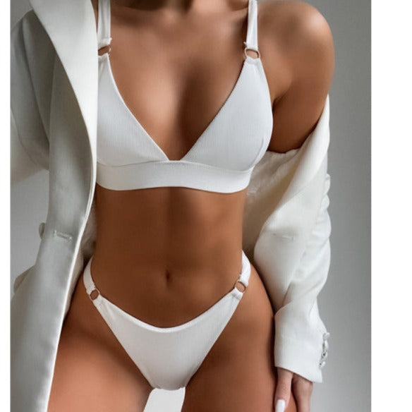 sixsr New Sexy Ribbed Ring Bikinis Swimsuit Women Push Up Swimwear Solid Bikini Set Summer Beach Brazil Biquini Swim Bathing Suit