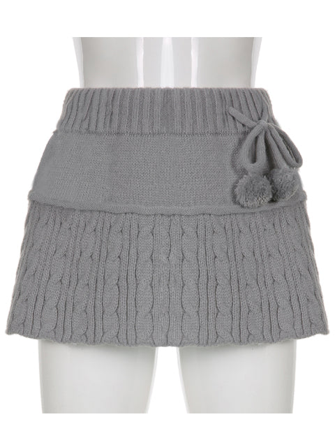 Sixsr  Knitted Low Waist Y2K Short Skirt Preppy Style Cute Girl Streetwear Aesthetic Fairycore Drawstring Womens Skirts