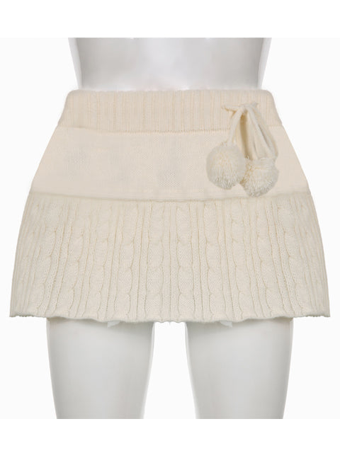Sixsr  Knitted Low Waist Y2K Short Skirt Preppy Style Cute Girl Streetwear Aesthetic Fairycore Drawstring Womens Skirts