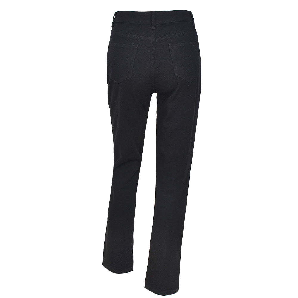 Sixsr  Womens Fashion Skull Patterned Low Rise Jeans Streetwear Women Clothing Black Denim Trousers Cyber Y2k Aesthetic Goth Pants C82-DI53